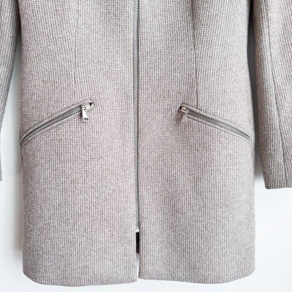 Zara made in Spain Micro Check Wool Blend Zip Blazer XS - Picture 6 of 8